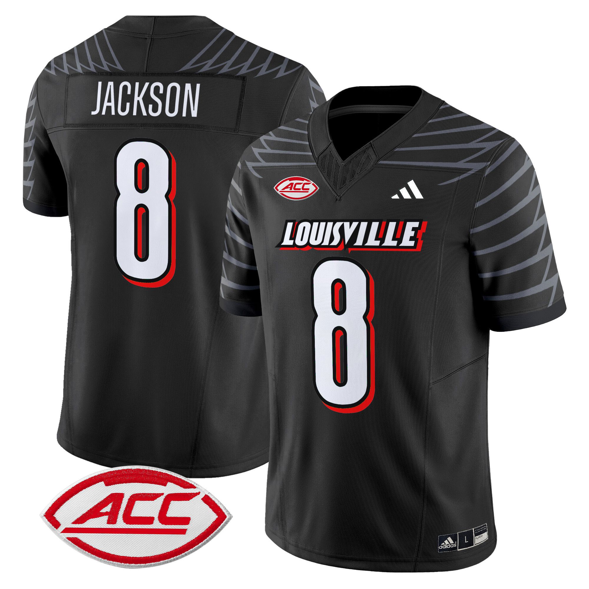 Men Louisville Cardinals #8 Jackson Black 2024 Vapor Limited NCAA Jersey style 1